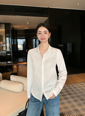 Maven Lin 静奢老钱风 经典翻领衬衫女宽松通勤气质叠穿长袖上衣