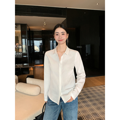 Maven Lin 静奢老钱风 经典翻领衬衫女宽松通勤气质叠穿长袖上衣