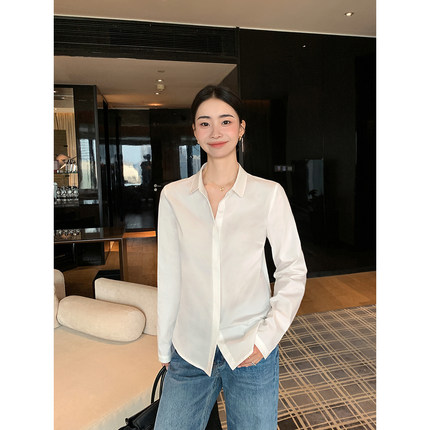 Maven Lin 静奢老钱风 经典翻领衬衫女宽松通勤气质叠穿长袖上衣