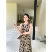 Maven 优雅豹纹连衣裙女背心长裙 1OO苎麻系列 Lin 现货7折