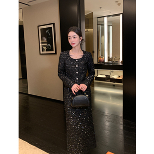 小香风外套女两件套亮丝鱼尾半身裙套装 粗花呢肌理短款 Lin Maven