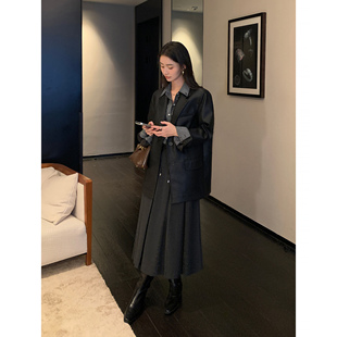 精致西装 现货7.5折 半身裙女百褶遮跨显瘦a字呢子裙 Lin Maven