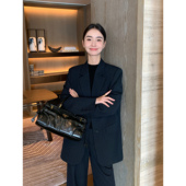 Maven 休闲宽松女士职场西服 外套女春秋新款 Lin 藏蓝色条纹西装