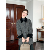 灰色重磅羊毛呢子大衣女气质中长款 复古格调 毛呢外套 Lin Maven