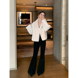 女低腰显瘦喇叭裤 Maven 复古黑色弹力微喇牛仔裤 现货7折 Lin