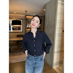 Lin 衬衫 经典 纯棉翻领长袖 女极简宽松通勤廓形衬衣 R0W风 Maven