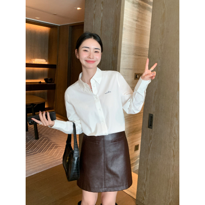 Maven Lin 矜贵静奢 天丝垂感翻领衬衫女刺绣设计感通勤长袖衬衣