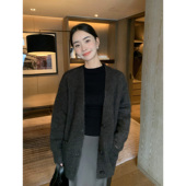 Maven 毛衣外套女慵懒毛织大V领上衣 马海毛开衫 Lin 现货7.5折