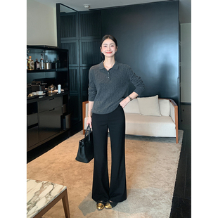 Lin 女显瘦松弛通勤拖地长裤 廓形回归 微喇裤 子 高级感西装 Maven