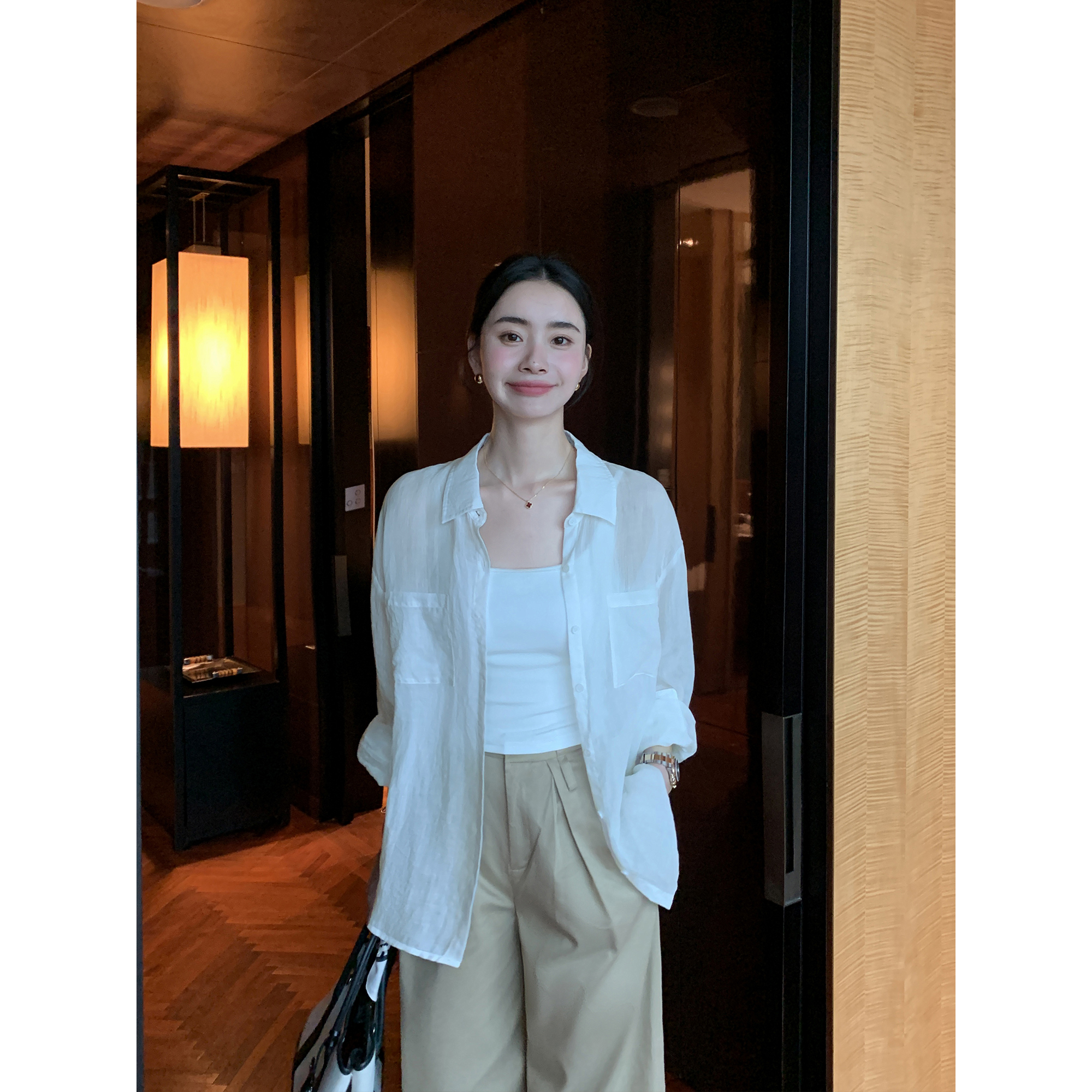 Maven Lin 老钱风100%苎麻系列|长袖防晒衬衫女轻薄宽松空调罩衫