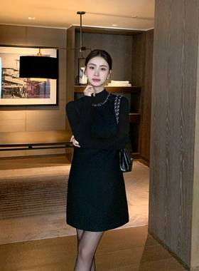 Maven Lin 优雅气场 重工钉钻连衣裙女质感A字无袖短款叠穿背心裙