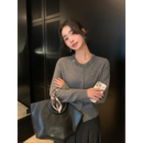 女秋冬修身 高级手工定珠圆领100羊毛针织开衫 打底毛衣 Lin Maven