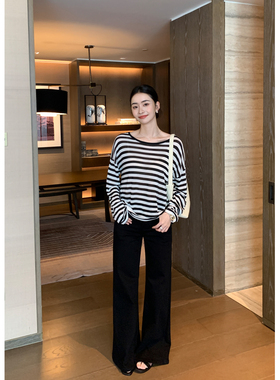 Maven Lin Old zen|松弛 修腿万搭复古微喇牛仔裤女直筒喇叭裤子