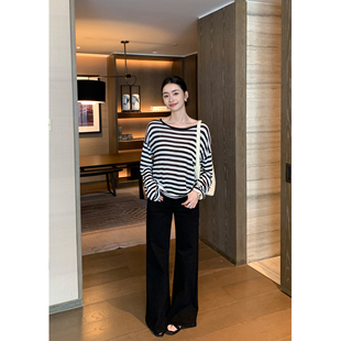 zen Old 松弛 修腿万搭复古微喇牛仔裤 子 Maven 女直筒喇叭裤 Lin