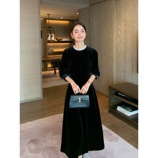 醋酸混纺丝绒法式 现货7.5折 气质连衣裙女高级感裙子 Lin Maven