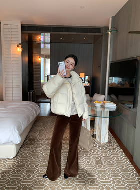 Maven Lin 时髦进阶 复古灯芯绒微喇休闲裤女垂坠光泽感直筒裤子