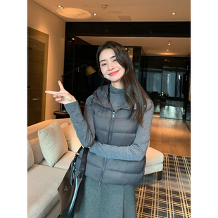 羽绒服 90白鸭绒背心马甲女气质叠穿连帽短款 Maven Lin都市暖羽