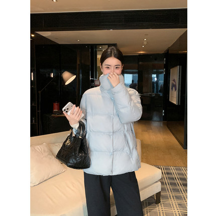 Maven Lin云朵绒感 90白鸭绒立领羽绒服女通勤翻领双拉链保暖外套