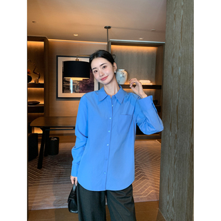 衬衫 Maven 高级感蓝色长袖 通勤知性 女宽松廓形叠穿休闲衬衣 Lin