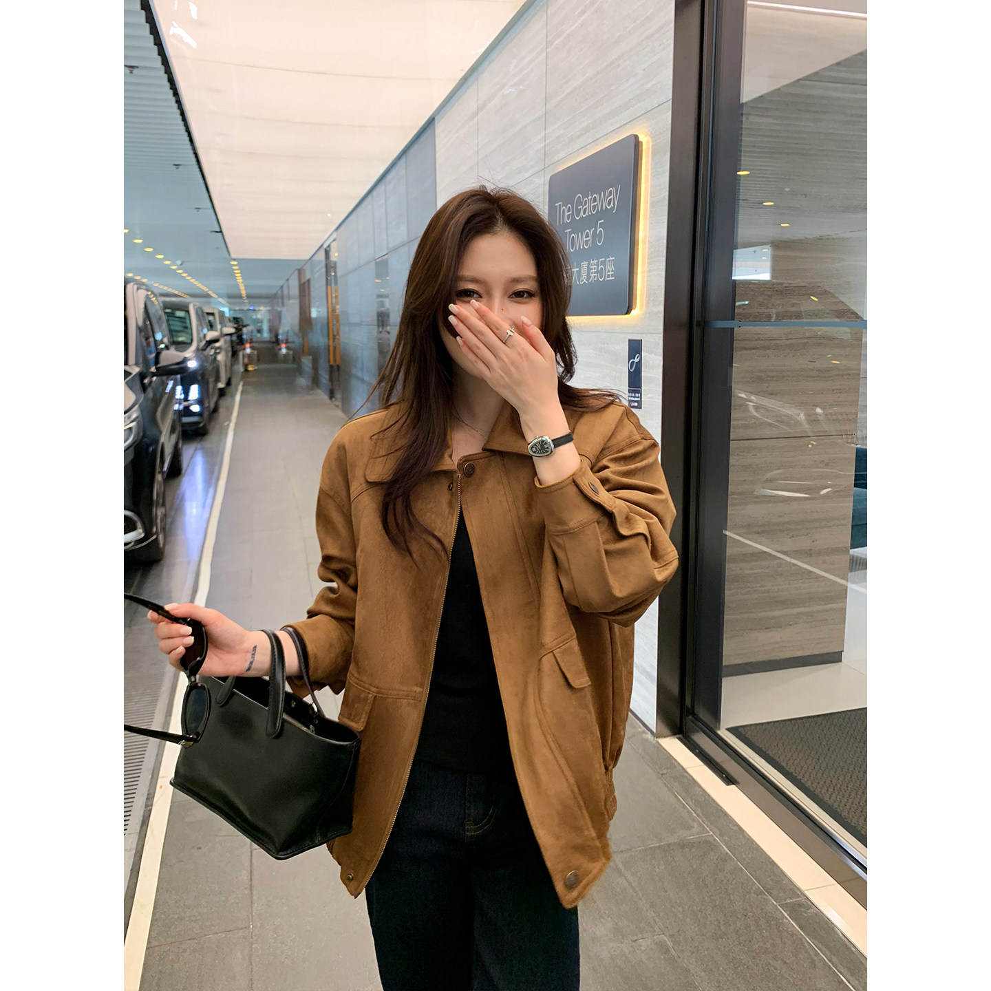 Maven Lin 都市漫旅 复古哑光翻领麂皮绒夹克女通勤短款夹棉外套,女装/女士精品,短外套,淘宝优惠券,粉丝福利购,淘宝优惠卷