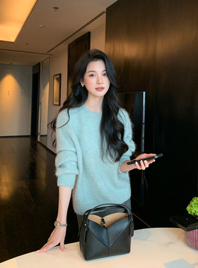 Maven Lin 温柔暖意 绒感羊驼毛圆领毛衣女气质保暖内搭针织上衣