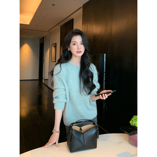 绒感羊驼毛圆领毛衣女气质保暖内搭针织上衣 温柔暖意 Maven Lin