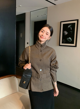 Maven Lin 老钱风穿搭|廓形立领夹克女高级感宽松系带收腰外套