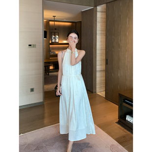 长裙子 甄选醋酸挂脖连衣裙女高级感重工立体提花新中式 Maven Lin