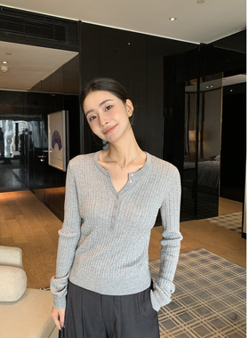 Maven Lin 羊毛混纺 复古麻花V领长袖毛衣女气质修身针织衫上衣