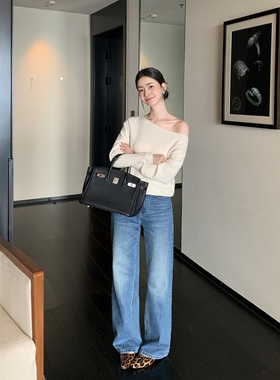 Maven Lin 理性都市 重工洗水直筒牛仔裤女通勤职场高腰修身长裤