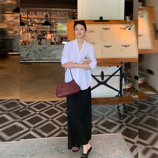 高腰垂感显瘦半身裙女气质宽松中长款 流光纤姿 a字裙 Lin Maven