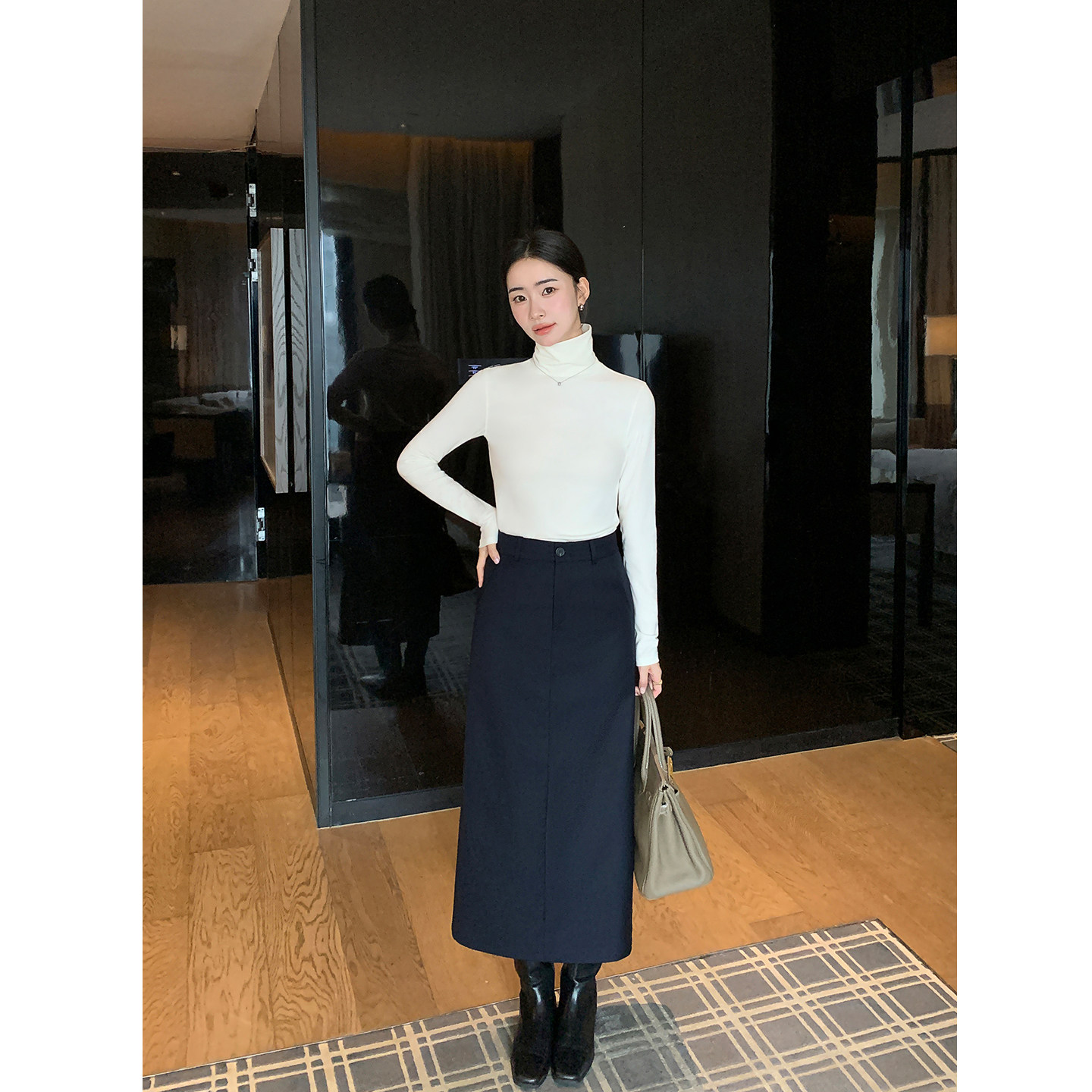 Maven Lin【现货6.5折】精英秩序 高级感羊毛半身裙中长款直筒裙