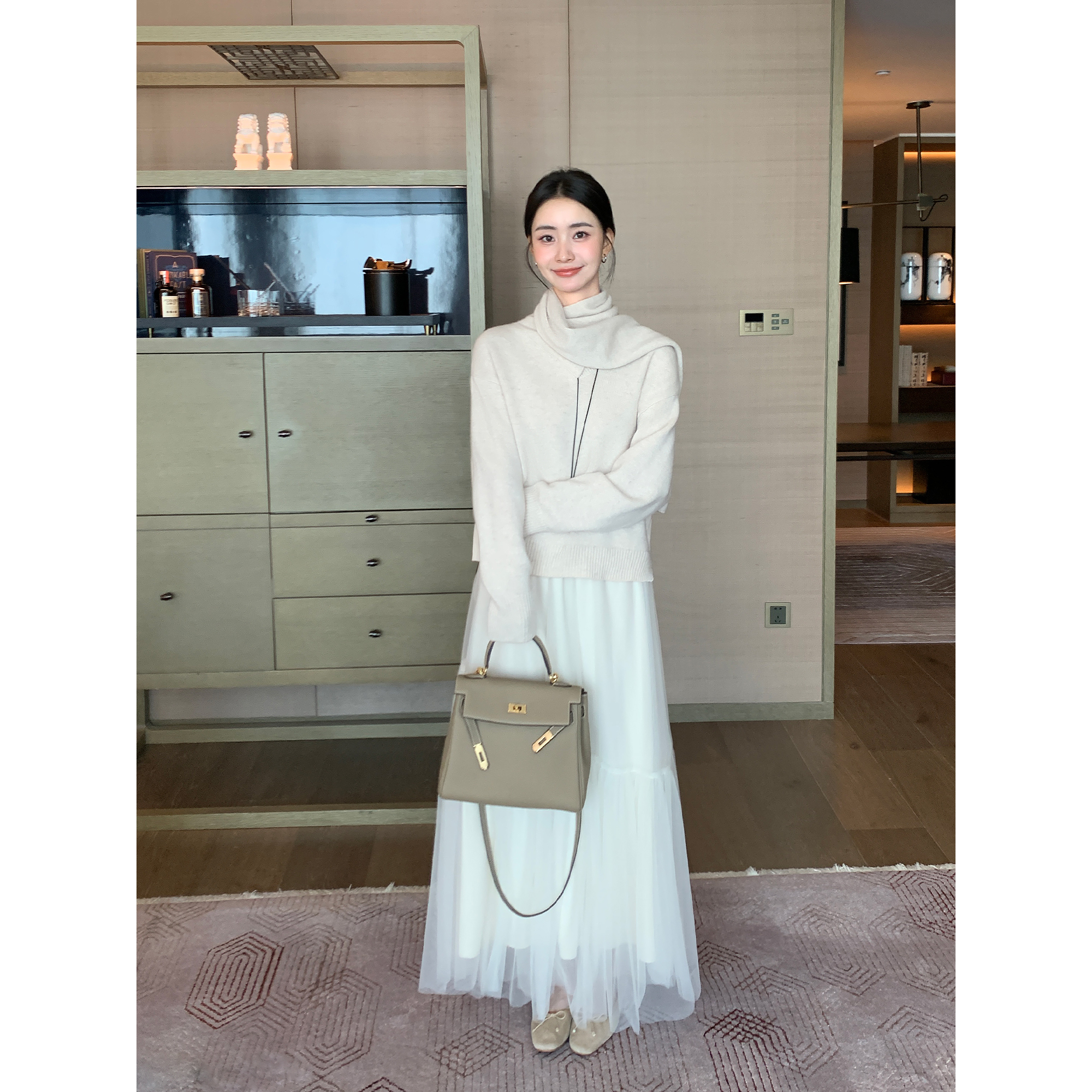 Maven Lin 灵动都会 重工精致网纱半身裙女气质大裙摆半身长裙