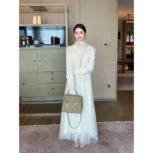 重工精致网纱半身裙女气质大裙摆半身长裙 灵动都会 Maven Lin