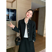 Lin 外套女 高阶通勤 Maven 通勤黑色西装 短款 高腰a字半身裙套装