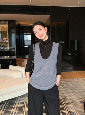 Maven Lin【现货7折】轻暖亲肤 100%羊毛U领针织背心叠穿无袖上衣