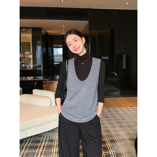 100%羊毛U领针织背心叠穿无袖 Maven 轻暖亲肤 现货7折 上衣 Lin