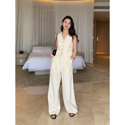 亚麻汉麻混纺西装裤女休闲裤
