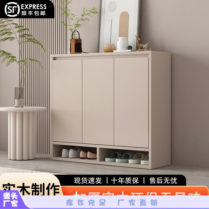 实木入门鞋柜家用门口楼道外电梯入户进门一体靠墙玄关柜2024新款图片