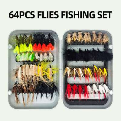 BLF64枚飞蝇饵套装干式湿式若虫饰带飞蝇饵组合套装马口白条溪哥