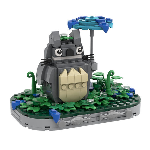 MOC-61784创意小颗粒积木龙猫摆件 拼插玩具