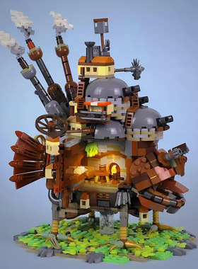 moc跨境爆款移动城堡宫崎骏模型小颗粒拼搭积木玩具