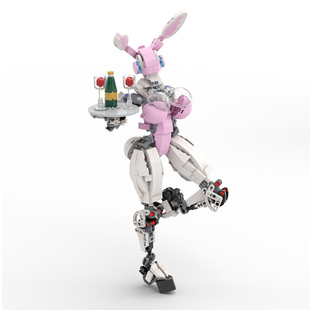 MOC机甲少女战士兔女郎机娘机器人模型国产益智积木玩具