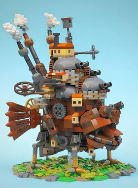 moc跨境爆款哈尔的移动城堡宫崎骏模型小颗粒益智积木拼装玩具