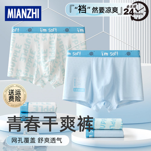青少年内裤男发育期学生高中生初中生大童男生冰丝夏薄款透气短裤
