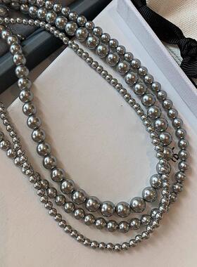 MaisonCleo银灰珍珠毛衣链女