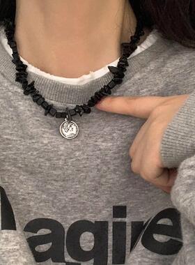 MaisonCleo纯银复古人像毛衣链