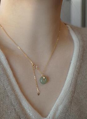 MaisonCleo和田玉平安扣锁骨链