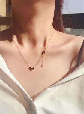 MaisonCleo爱心水晶流苏锁骨链