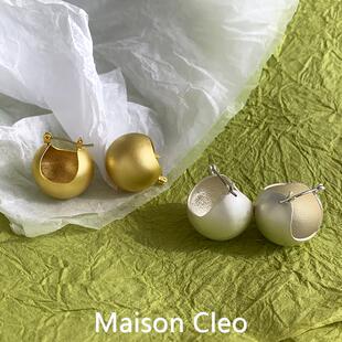 MaisonCleo「生机盎然」欧美哑光极简冷淡风金球形耳扣气质耳环女